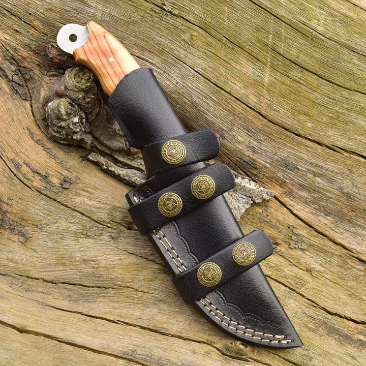 Damascus Steel Hunting Knife 8.5" | Olive Wood Handle