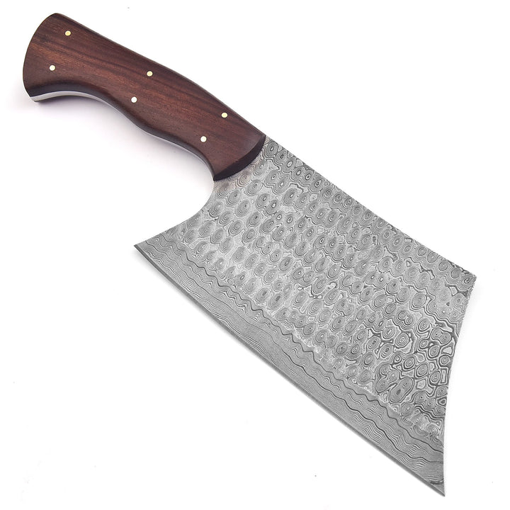 Hand-Forged Damascus Cleaver – Butcher Chef Knife with Rosewood Handle