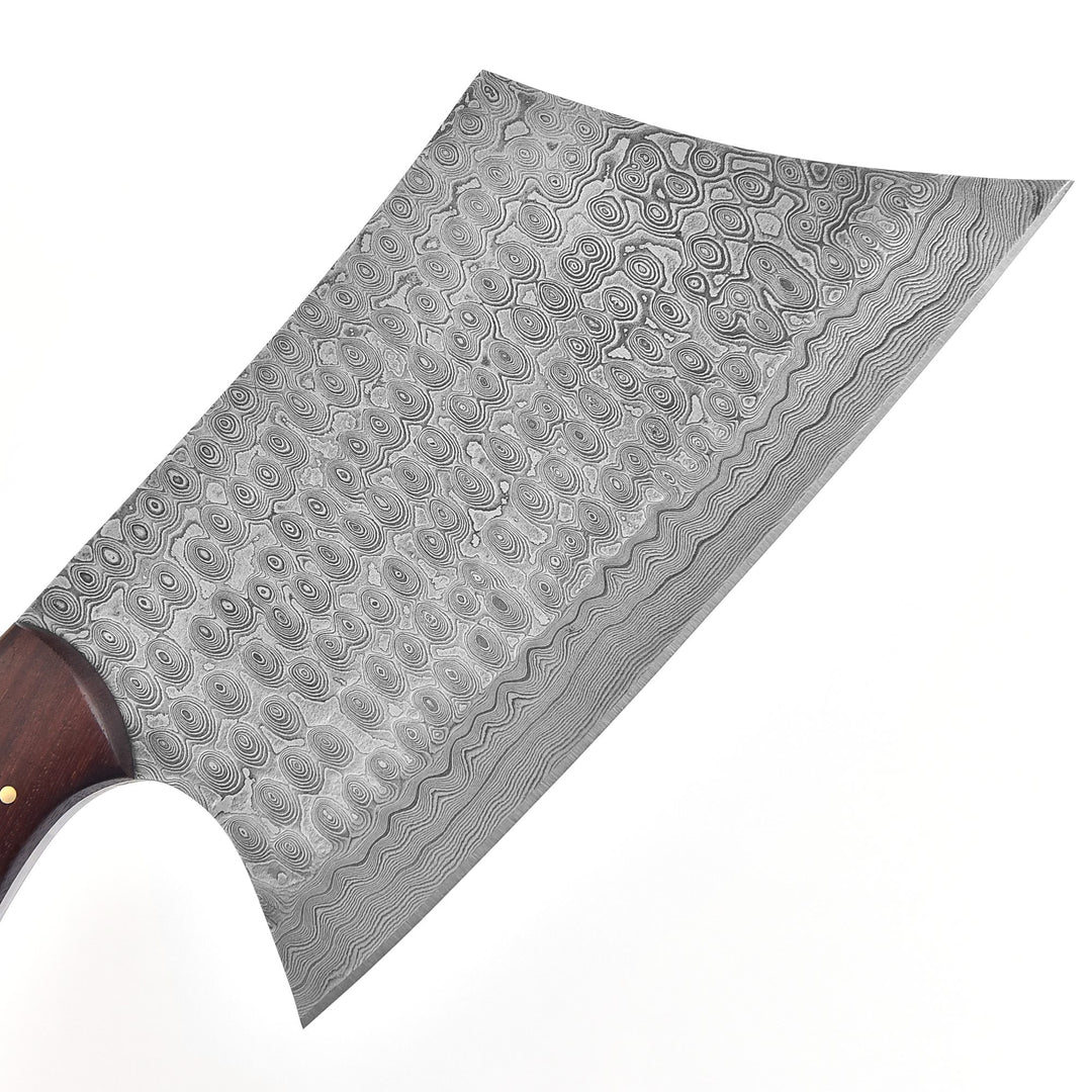 Hand-Forged Damascus Cleaver – Butcher Chef Knife with Rosewood Handle