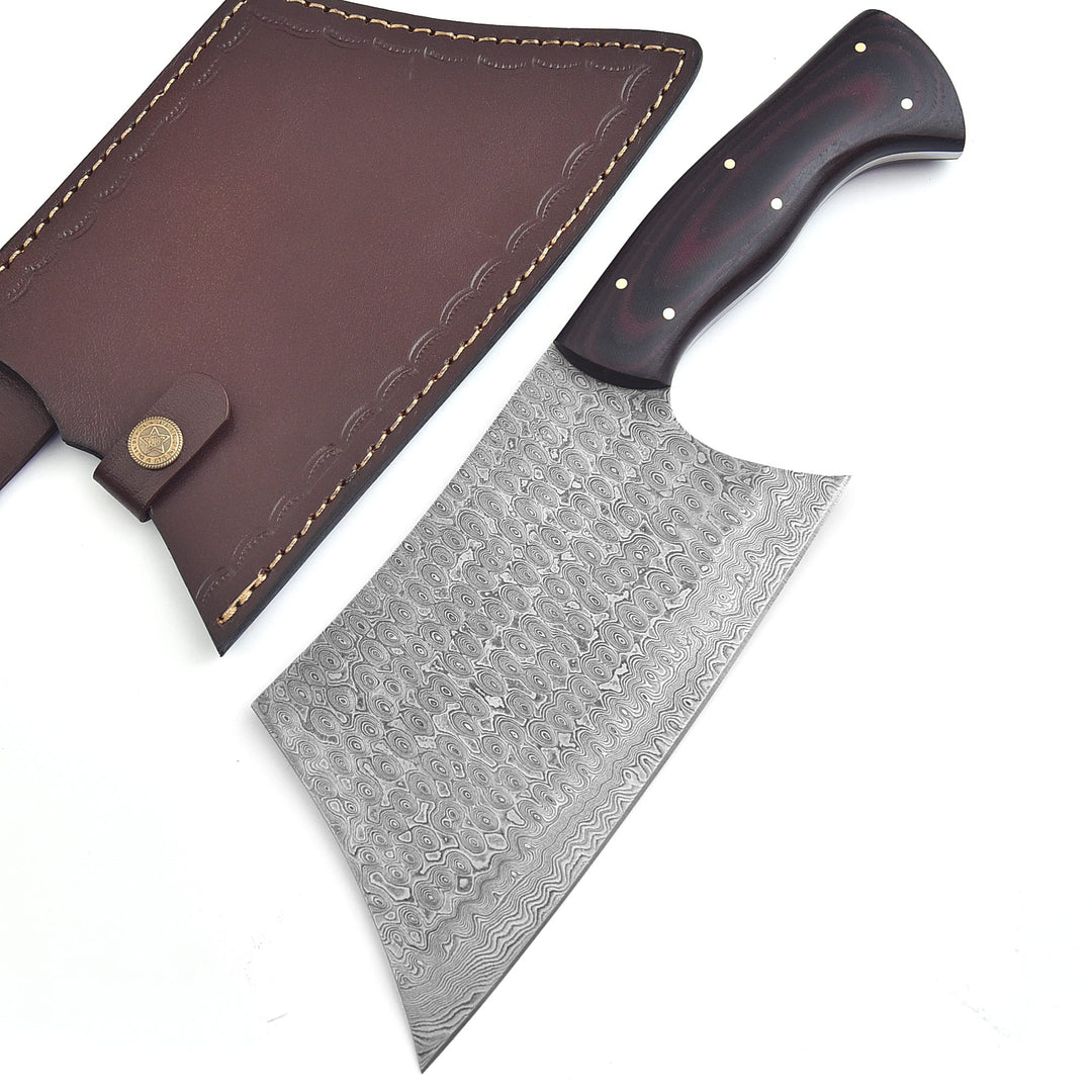 Premium Damascus Steel Cleaver – Hand-Forged Butcher Knife with Resin Handle