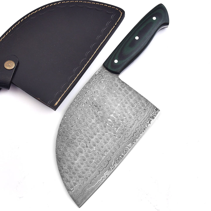 8.5” Handmade Damascus Steel Cleaver Knife with Pakka Wood Handle