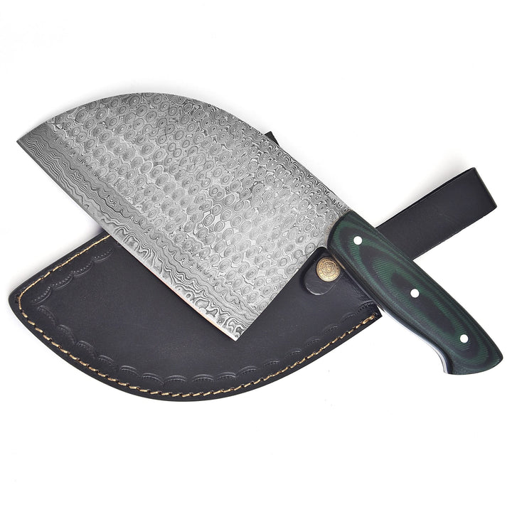 8.5” Handmade Damascus Steel Cleaver Knife with Pakka Wood Handle