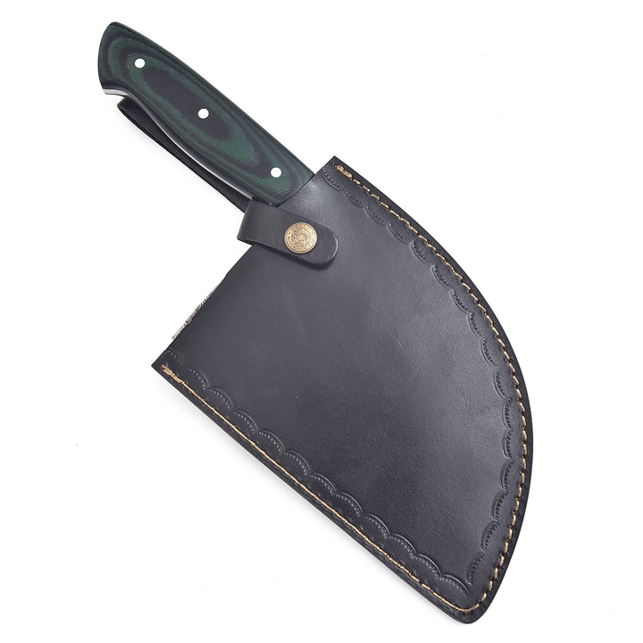 8.5” Handmade Damascus Steel Cleaver Knife with Pakka Wood Handle