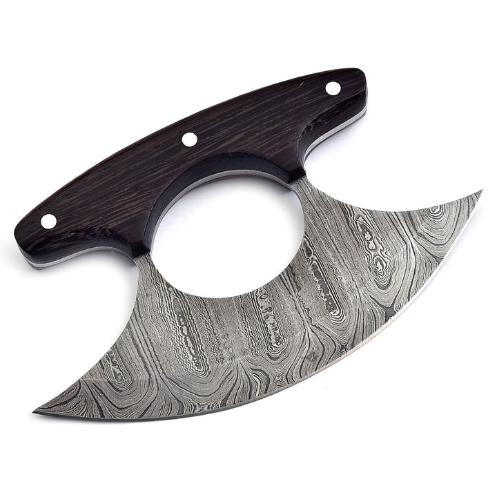 Ulu Knife Handmade Damascus Steel With Wenge Wood Handle