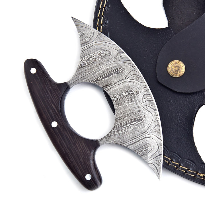 Ulu Knife Handmade Damascus Steel With Wenge Wood Handle