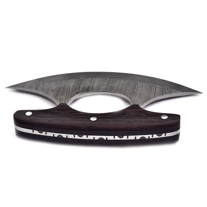 Ulu Knife Handmade Damascus Steel With Wenge Wood Handle