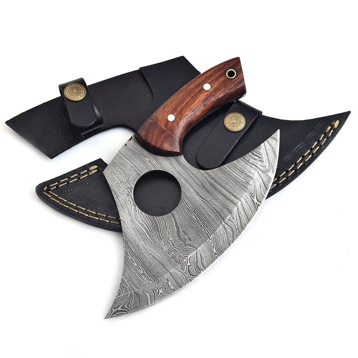 Handmade Pizza Cutter Ulu Knife With Rose Wood Handle