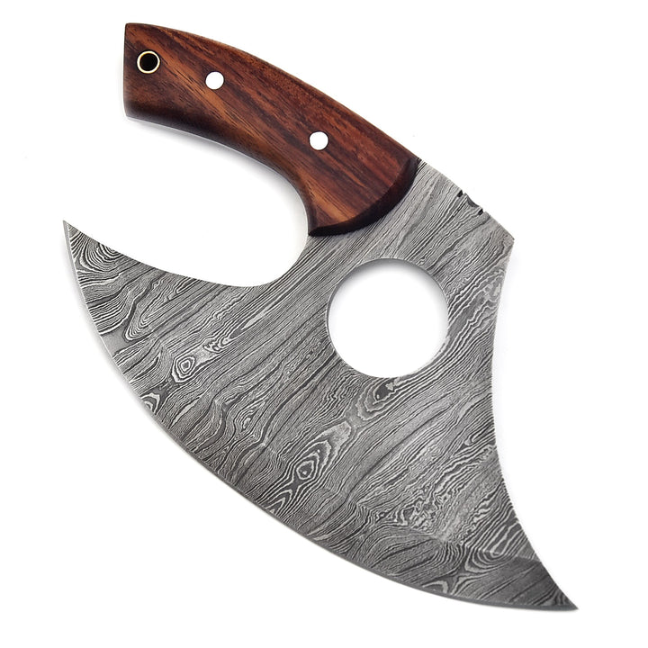 Handmade Pizza Cutter Ulu Knife With Rose Wood Handle