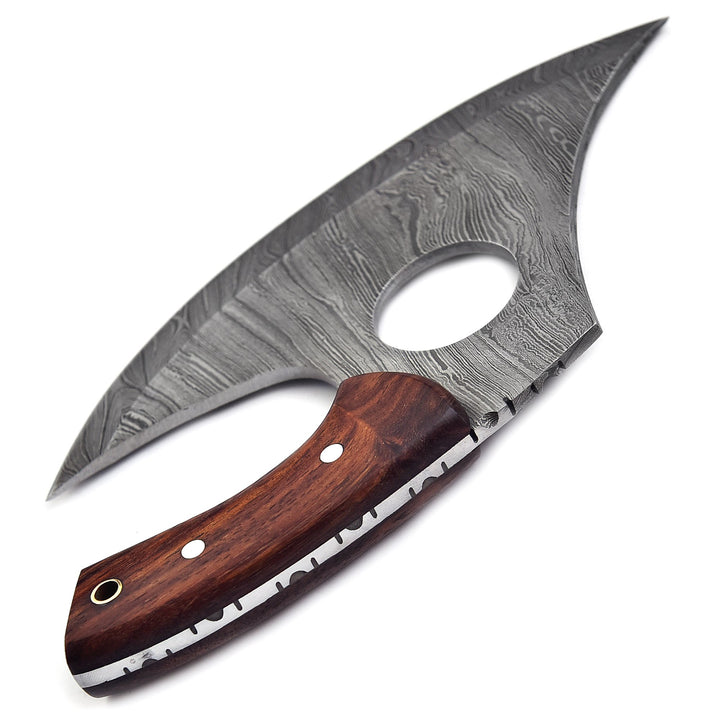 Handmade Pizza Cutter Ulu Knife With Rose Wood Handle