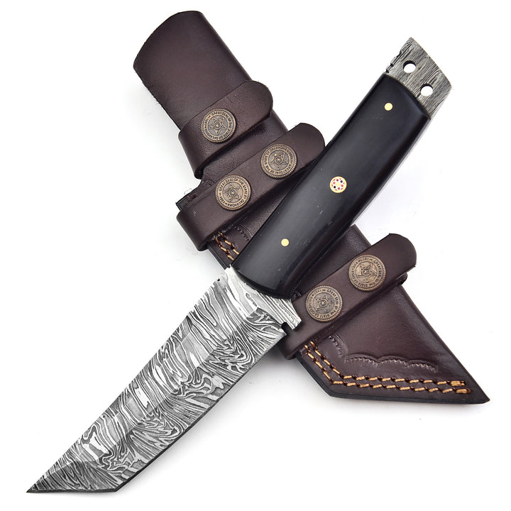 Outdoor Hunting Steel Knife 9.5" | Bull Horn Handle
