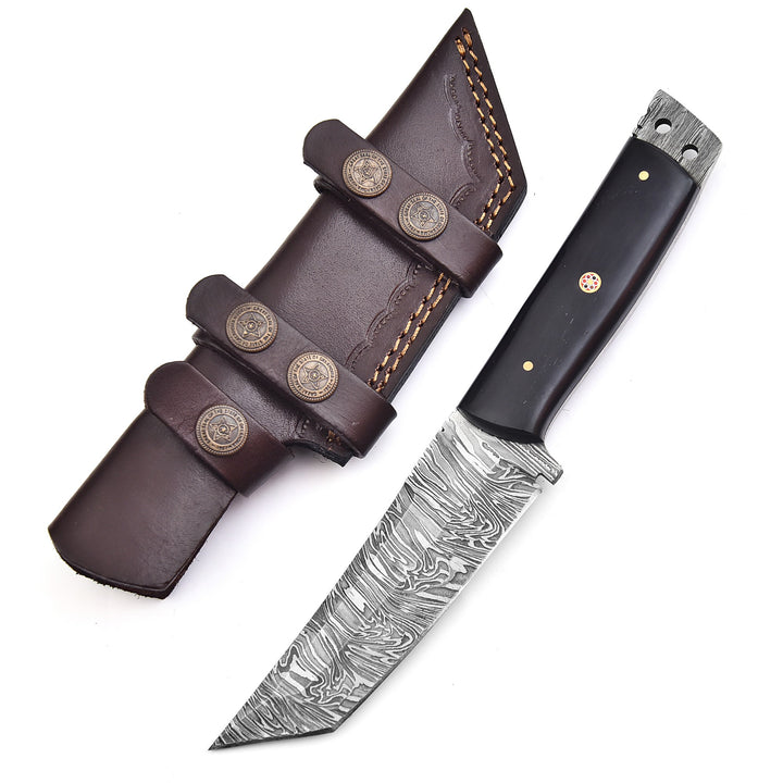 Outdoor Hunting Steel Knife 9.5" | Bull Horn Handle