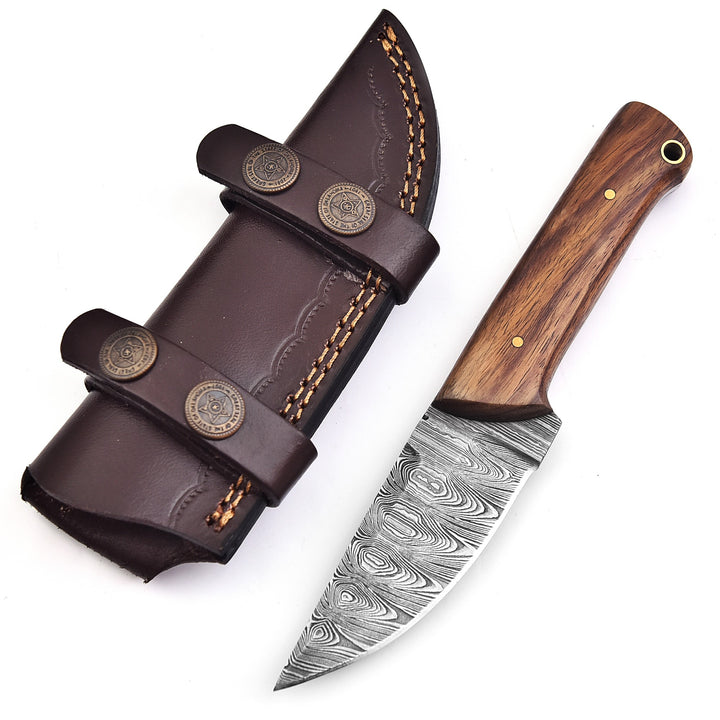 Hand-Forged  Damascus Hunting Knife 7" | Rose Wood Handle