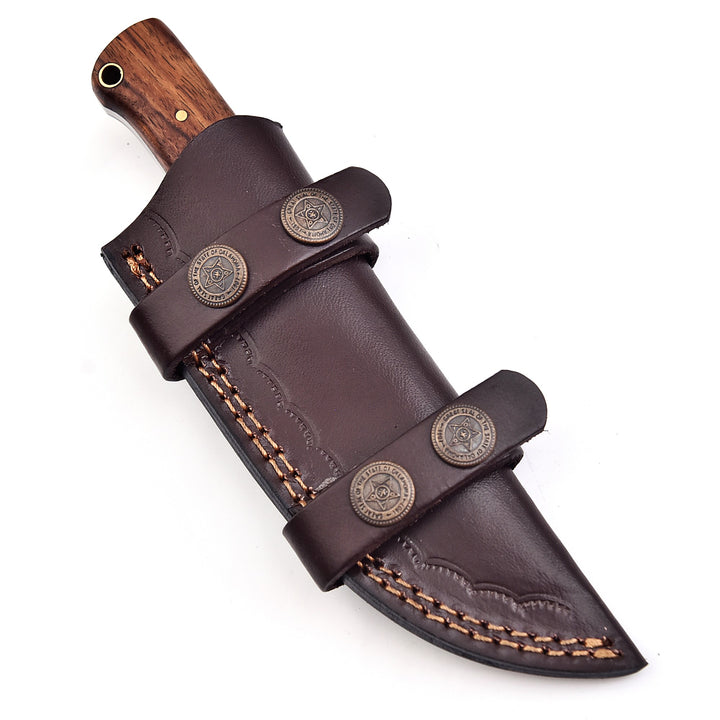 Hand-Forged  Damascus Hunting Knife 7" | Rose Wood Handle