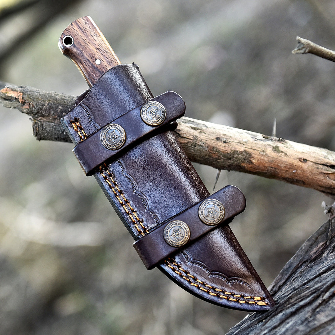 Hand-Forged  Damascus Hunting Knife 7" | Rose Wood Handle