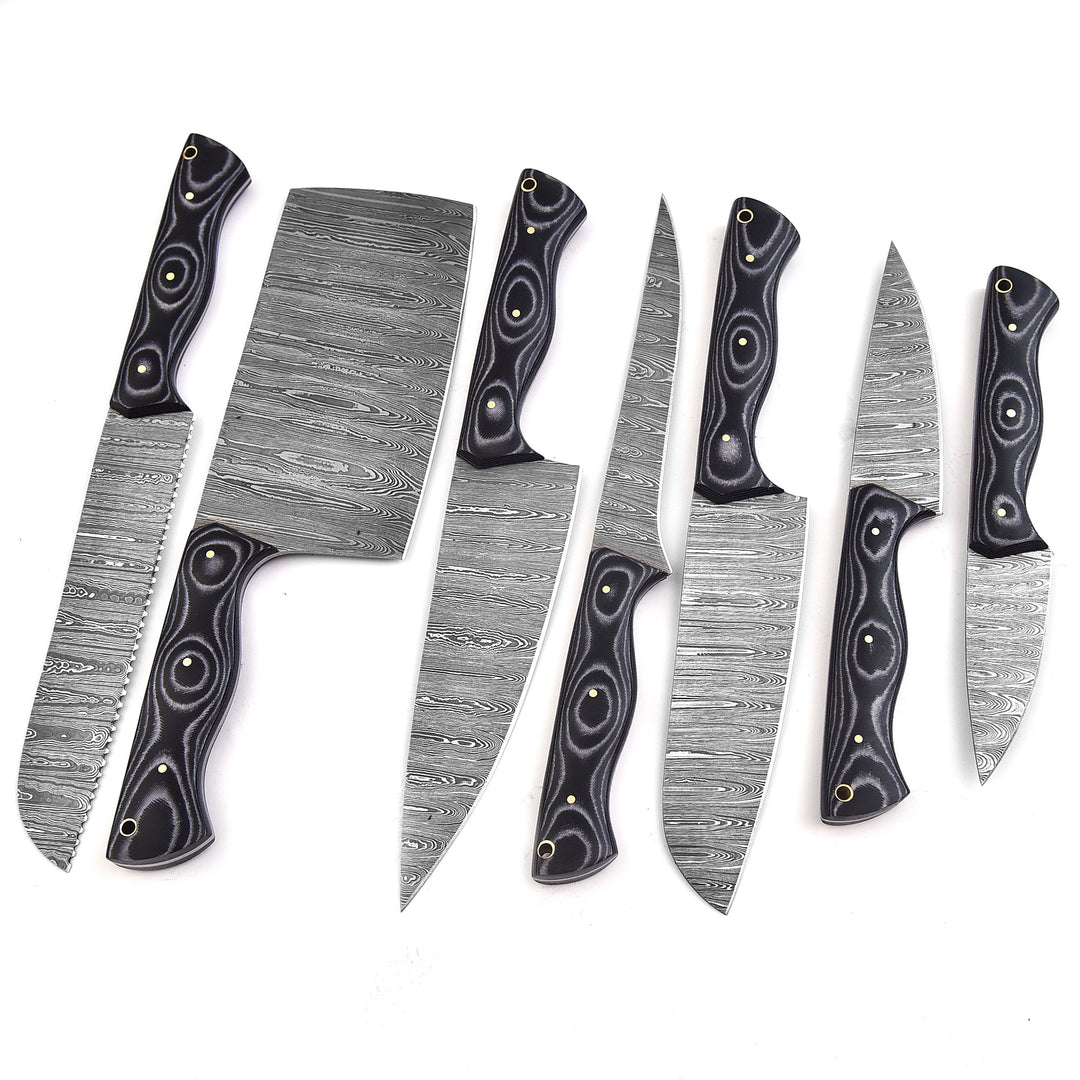 7-Piece Handmade Damascus Steel Chef Knife Set | Wenge Wood & Resin Handles