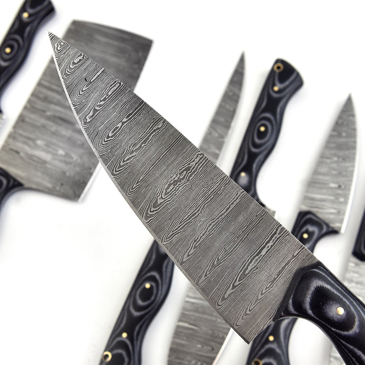 7-Piece Handmade Damascus Steel Chef Knife Set | Wenge Wood & Resin Handles