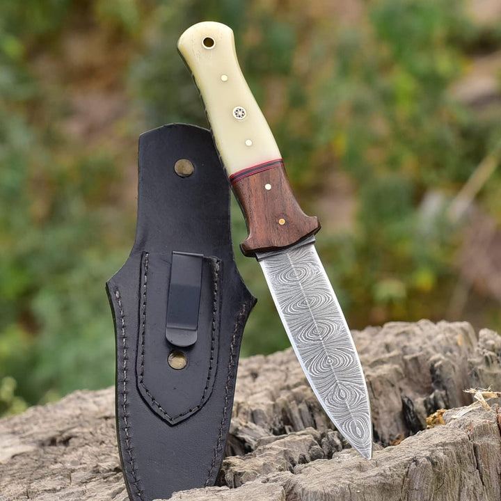Double Edge Dagger Damascus Steel Hunting Knife