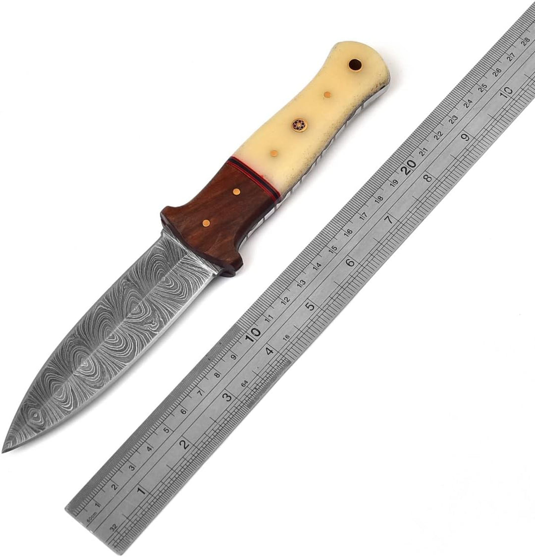 Double Edge Dagger Damascus Steel Hunting Knife