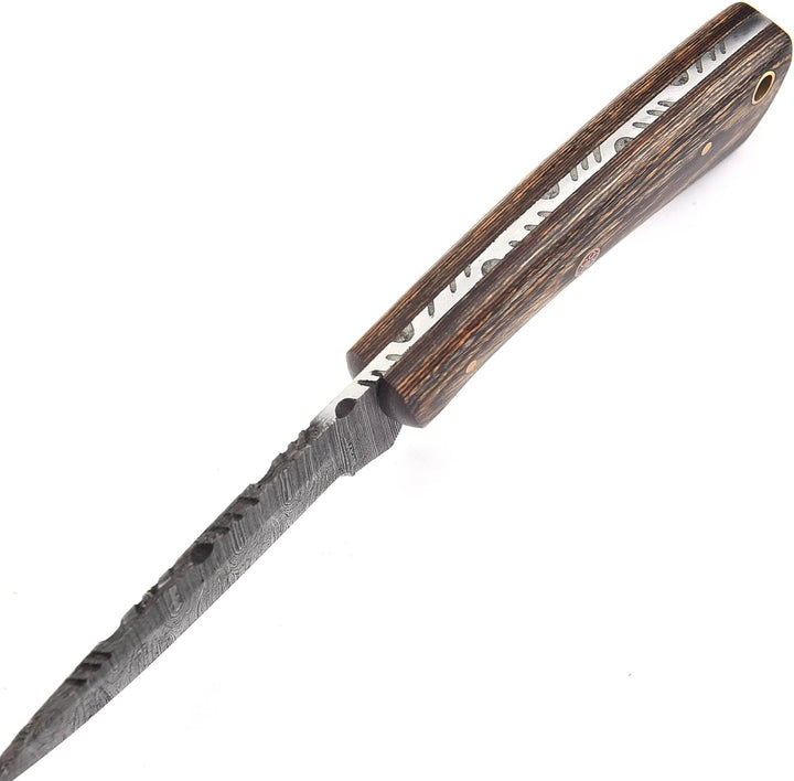 Tactical Hunting Damascus Knife 7.5" | Pakka Wood Handle