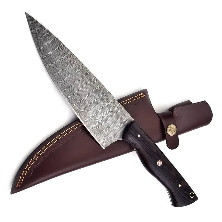 Damascus Steel Chef Knife Handmade With Wenge Wood Handle