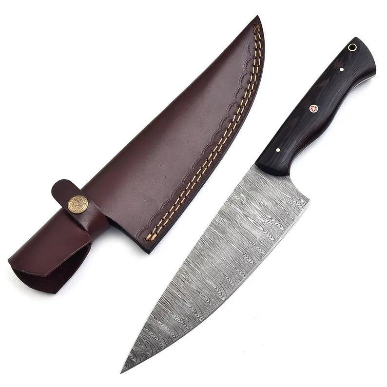 Damascus Steel Chef Knife Handmade With Wenge Wood Handle