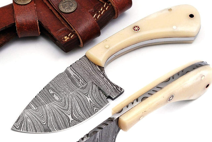 Handcrafted Damascus Steel Knife 7" | Camel Bone Handle