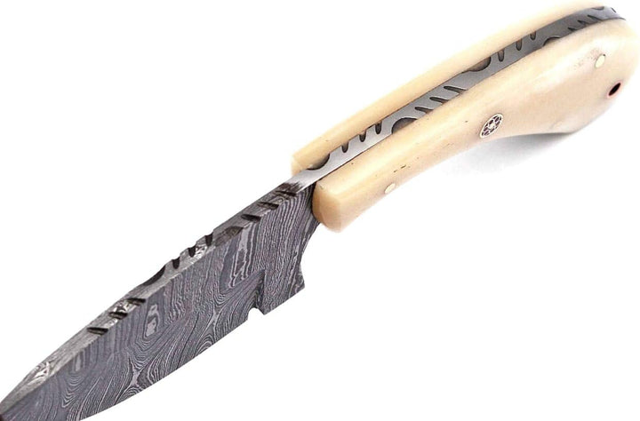 Handcrafted Damascus Steel Knife 7" | Camel Bone Handle