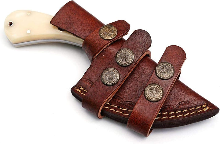 Handcrafted Damascus Steel Knife 7" | Camel Bone Handle